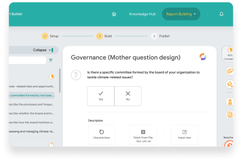Our AI is always handy to help you in your journey building your report.